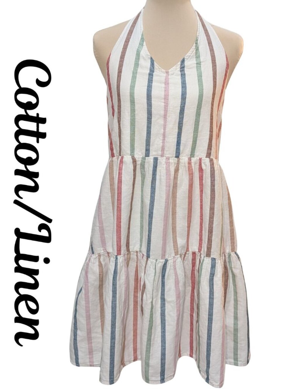 American Eagle Striped Halter Mini Dress